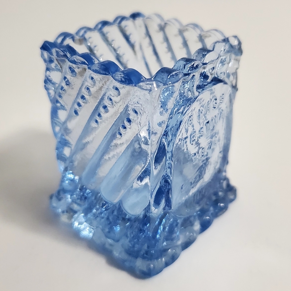 1972 St. Clair Glass Light Blue Art Glass Festival Souvenir Toothpick Holder - Picture 11 of 13